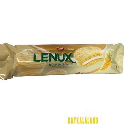 بیسکوئیت با مغز مارشمالو کرم با طعم گز و روکش سفید 20 گرمی خانواده لنوکس حاج عبدالله