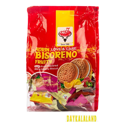 بیسکوئیت پذیرایی کرمدار میوه ای تکی آدرینا 450 گرمی
