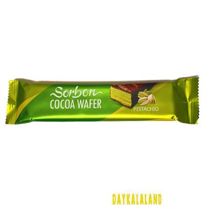 ویفر روکشدار کاکائویی با طعم پسته 35 گرمی سوربون