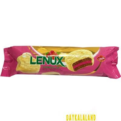 بیسکوئیت با مغز مارشمالو کرم با طعم توت فرنگی و روکش کاکائو سفید 20 گرمی خانواده لنوکس حاج عبدالله 1